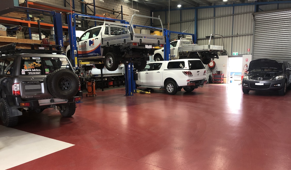 Dandenong car service ute on hoist